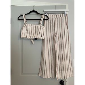 NWT Abercrombie & Fitch Linen Blend Cropped Top and Pant Set